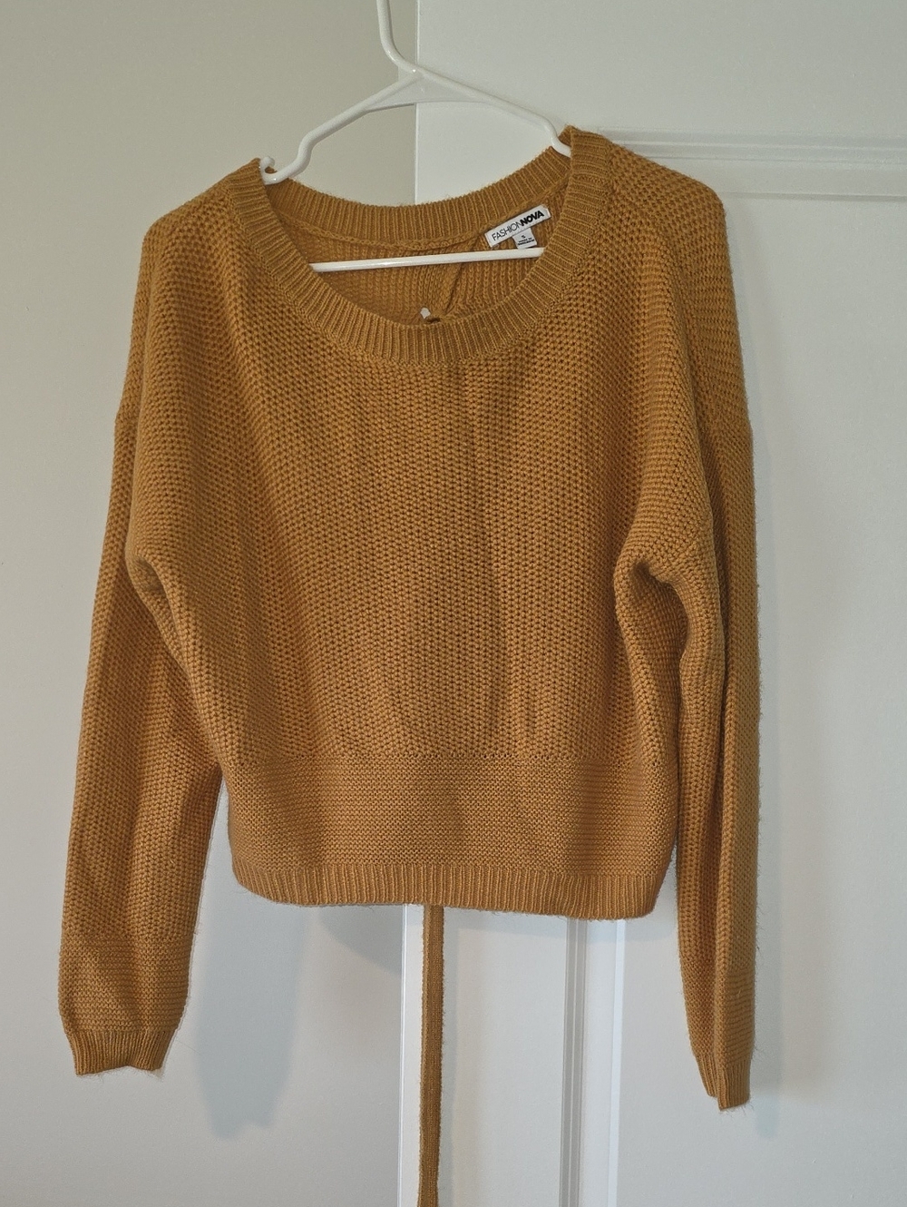 Fashion Nova Mustard Yellow Crewneck Textured Sweater